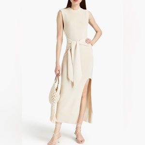 Jonathan Simkhai Cashmere Front Tie Dress In Taupe